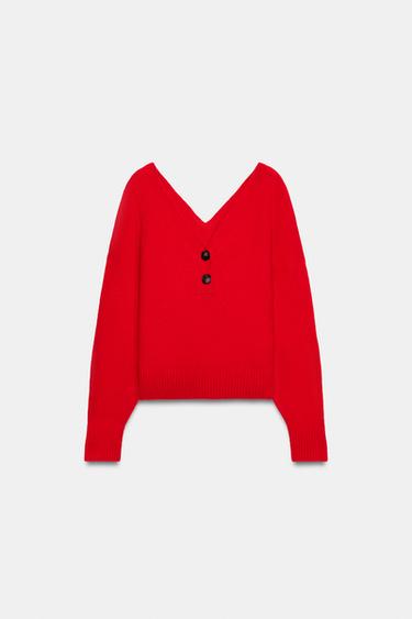 JERSEY PUNTO BOTONES - Rojo de Zara - Imagen 0