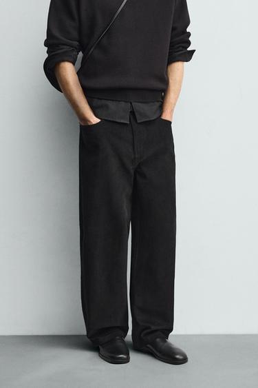 BALLOON FIT CORDUROY TROUSERS - Black by Zara