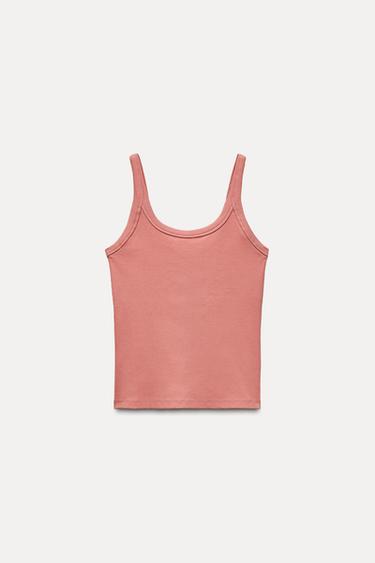 CAMISETA RIB TIRANTES - Rosa palo de Zara