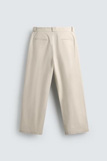 COTTON/LYOCELL STRAIGHT-LEG TROUSERS - Sand by Zara - Image 8