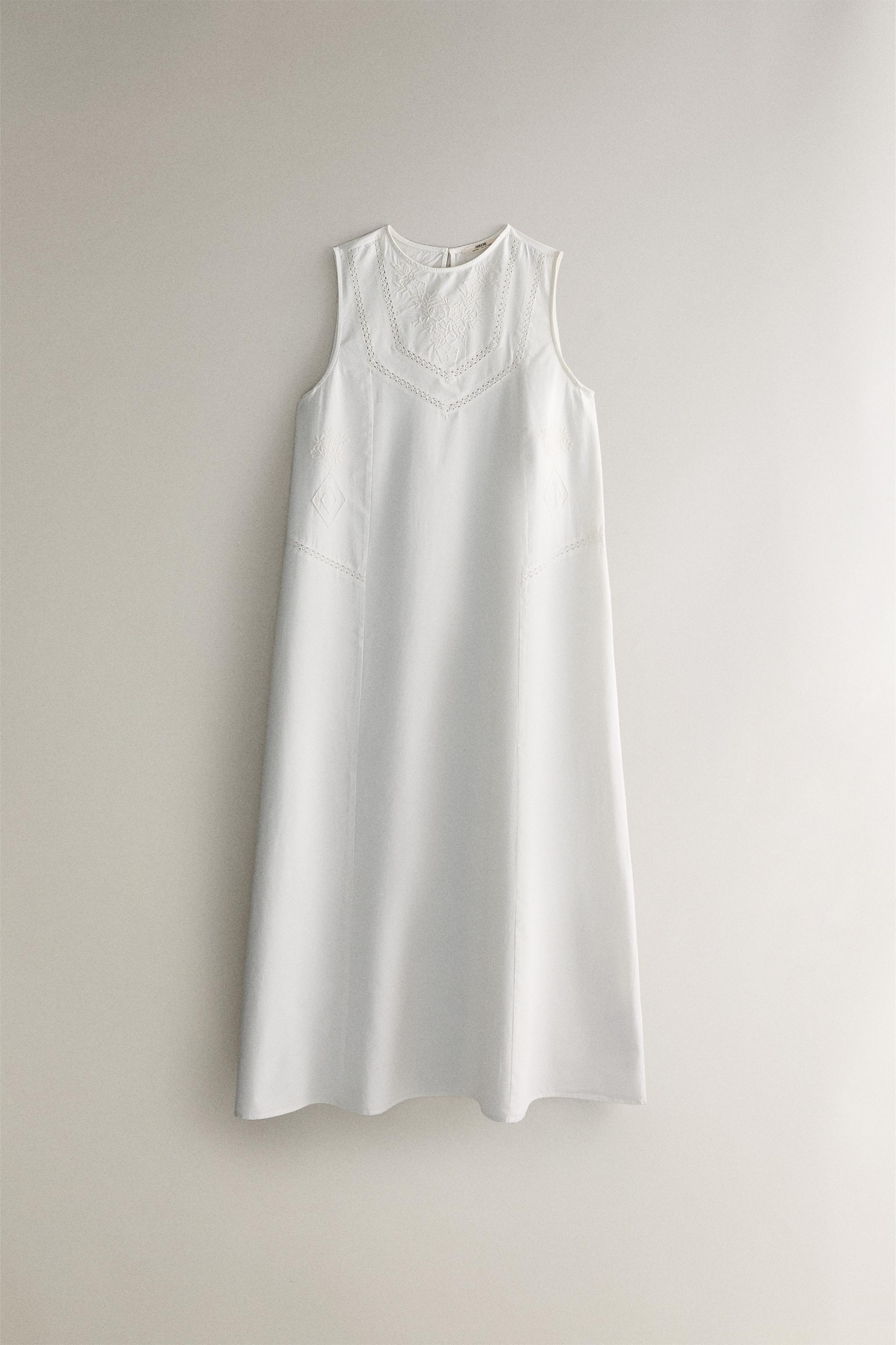 EMBROIDERED COTTON NIGHTGOWN - Ecru | ZARA United States