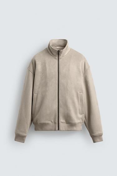 ÁO KHOÁC GIẢ DA LỘN CHẦN BÔNG - Màu xám nhạt từ Zara