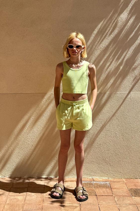 H - TOP AND SHORTS SET - Lime green | ZARA United States