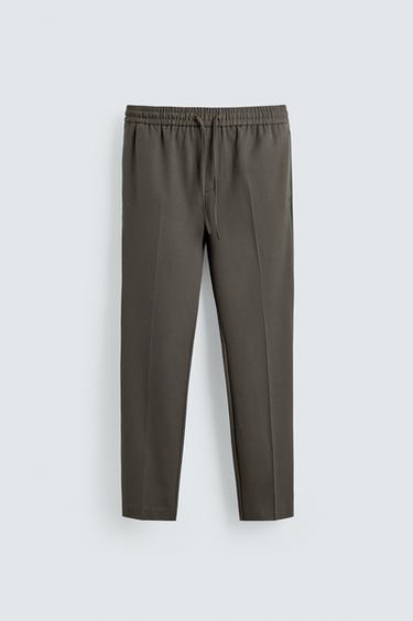 بنطلون بخصر رياضي مريح - أخضر وسط الخاص بـ Zara