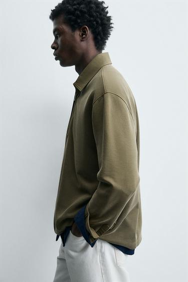 WASHED PIQUÉ TEXTURED POLO SHIRT - washed green by Zara - Image 5