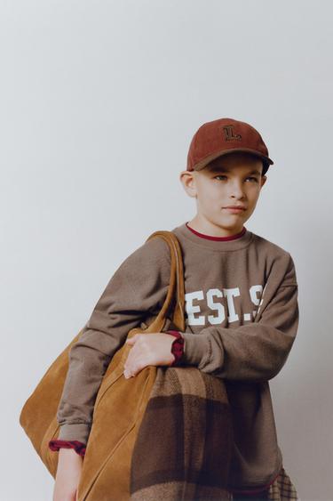 T-SHIRT IMPRIMÉ CHIFFRE - Marron / Taupe de Zara