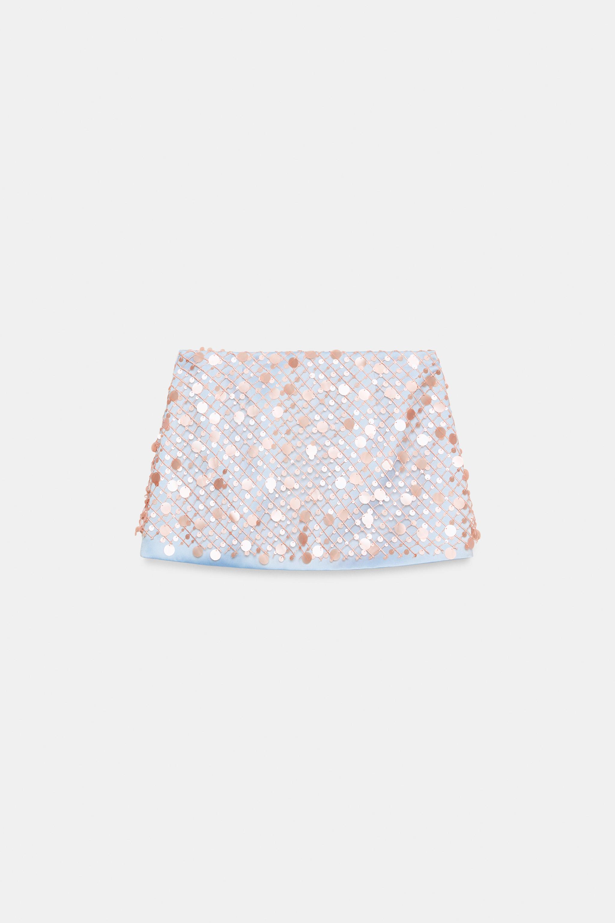 スパンコールミニスカート - ライトブルー | ZARA Japan / 日本