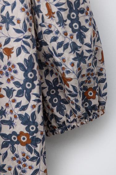 ROBE IMPRIMÉ FLEURS ET DENTELLE - Bleu / Gris de Zara - Image 2