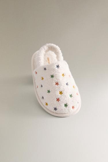 STAR PRINT TERRY BATHROOM SLIPPERS - White by Zara - Image 1