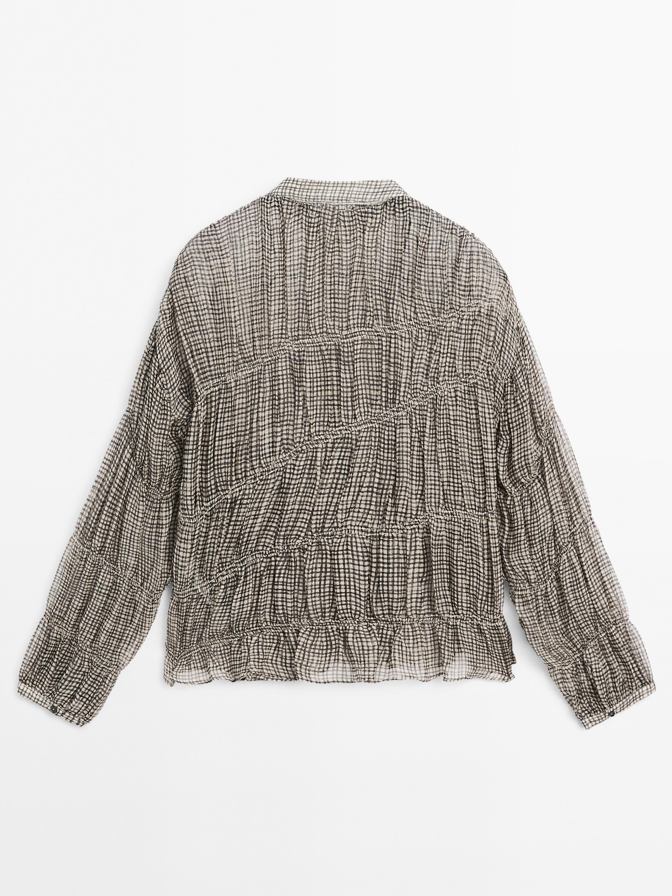 Gathered gingham shirt