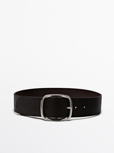 Zara Nappa leather belt with rectangular buckle - Brown