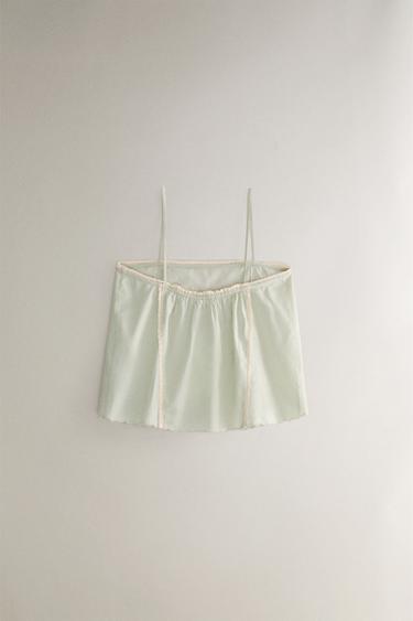 COTTON TOP WITH EMBROIDERY - Light green by Zara - Image 3