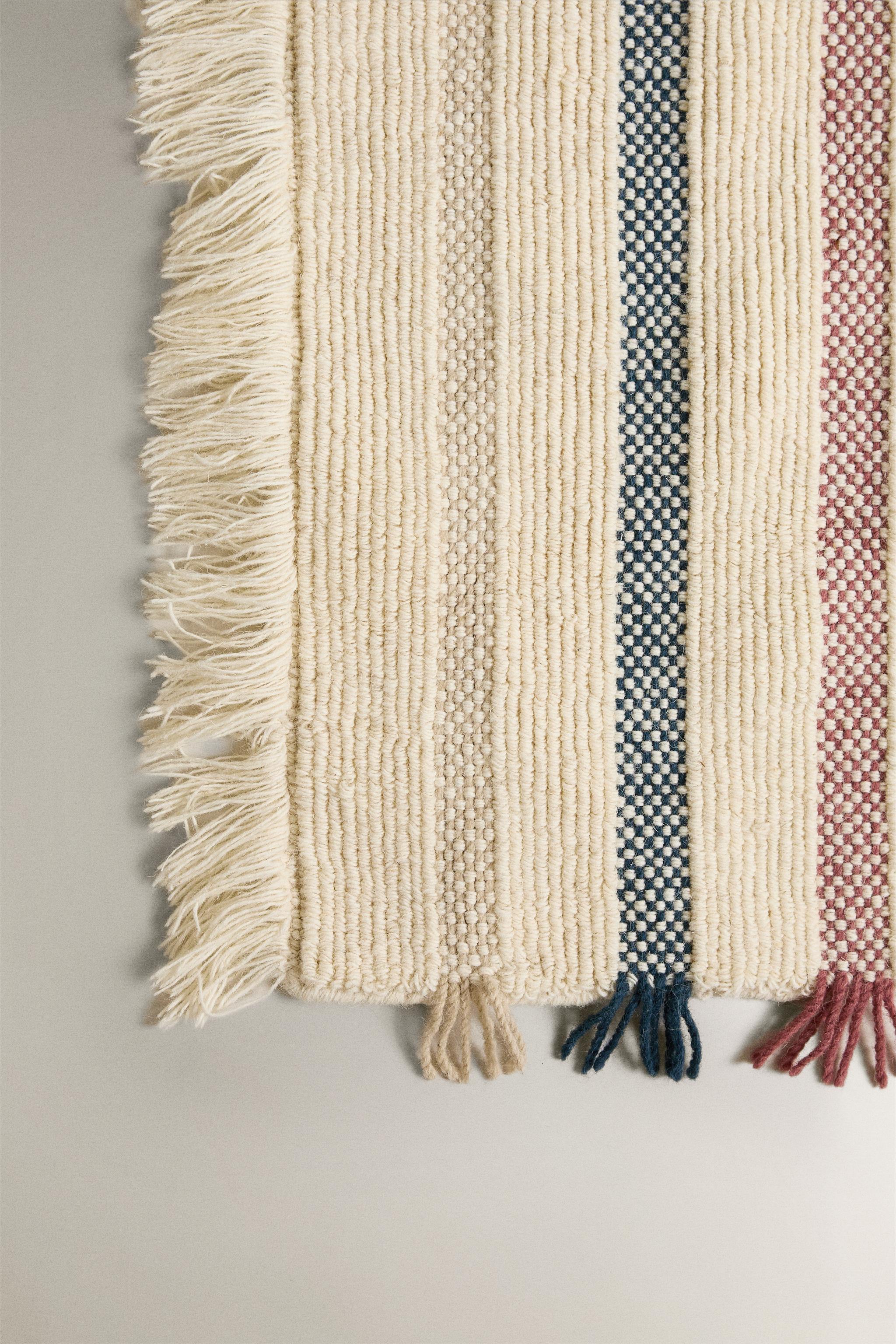 KIDS' MULTICOLOR WOOL AREA RUG — Light beige