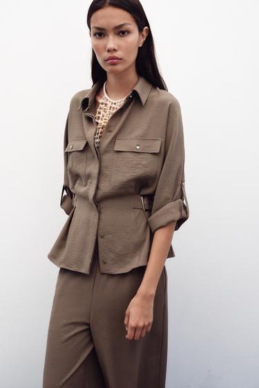 SAFARI SHIRT WITH SIDE BUCKLES - camel by Zara - Image 1