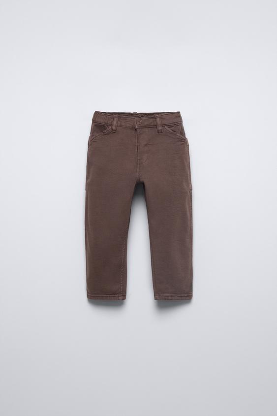 ХОЛЩОВЫЕ БРЮКИ С ЭФФЕКТОМ ПОТЕРТОСТИ — БАКЛАЖАНОВЫЙ от Zara — изображение 0