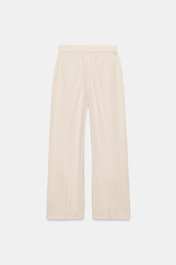 PANTALON DROIT AVEC LIN - Beige clair de Zara - Image 6