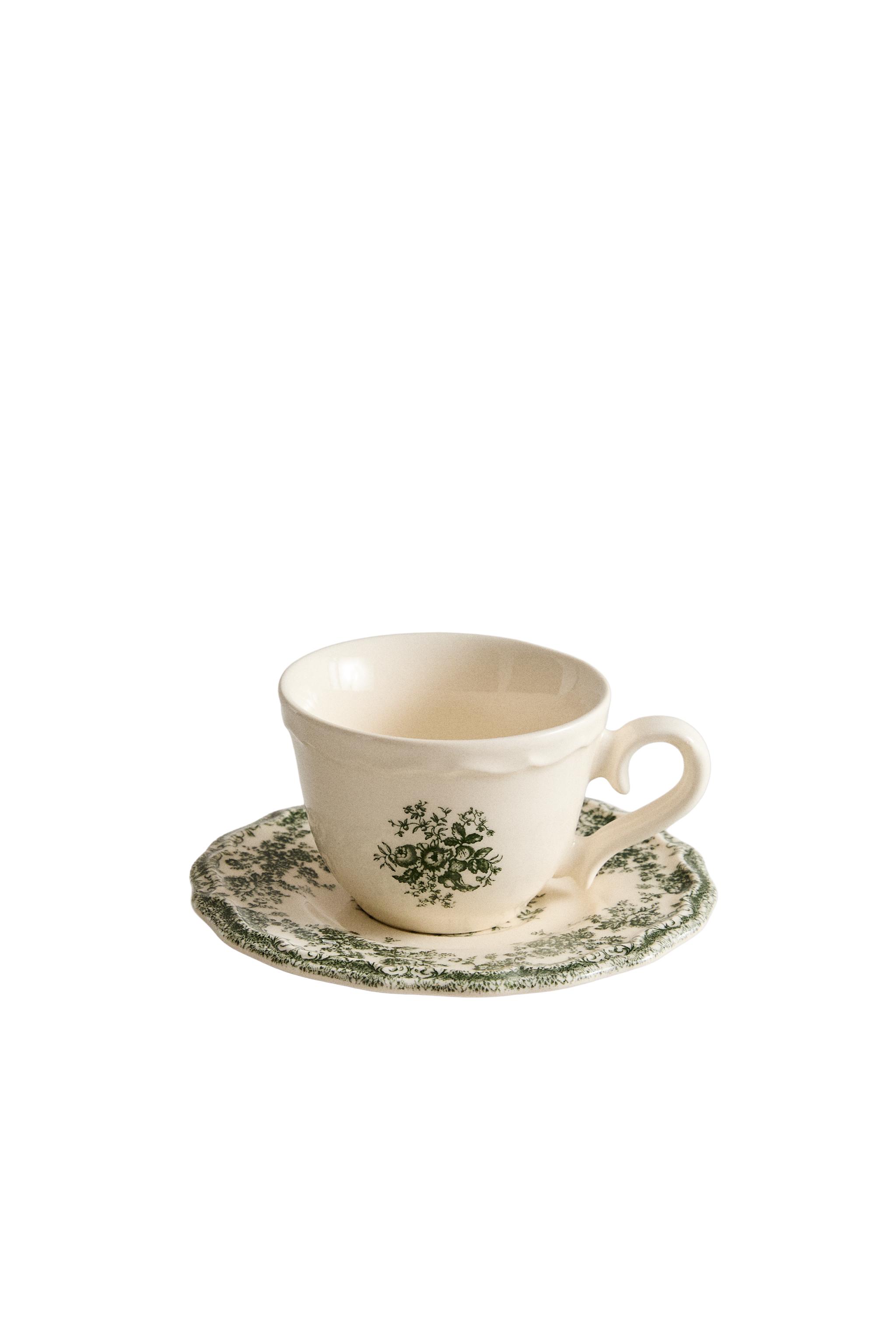 COFFEE CUP WITH FLORAL SAUCER