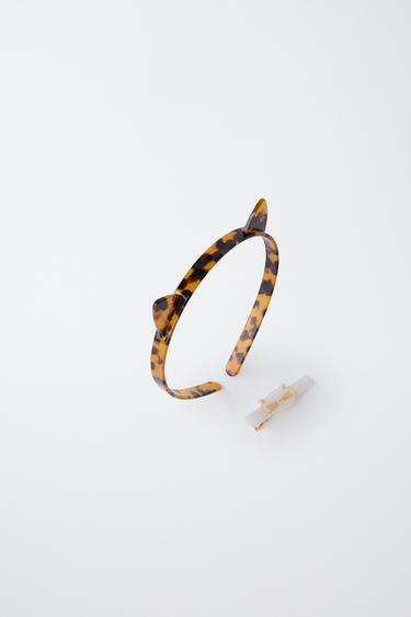 LOT DE PINCE ET SERRE-TÊTE CHATON - Écaille de Zara - Image 0