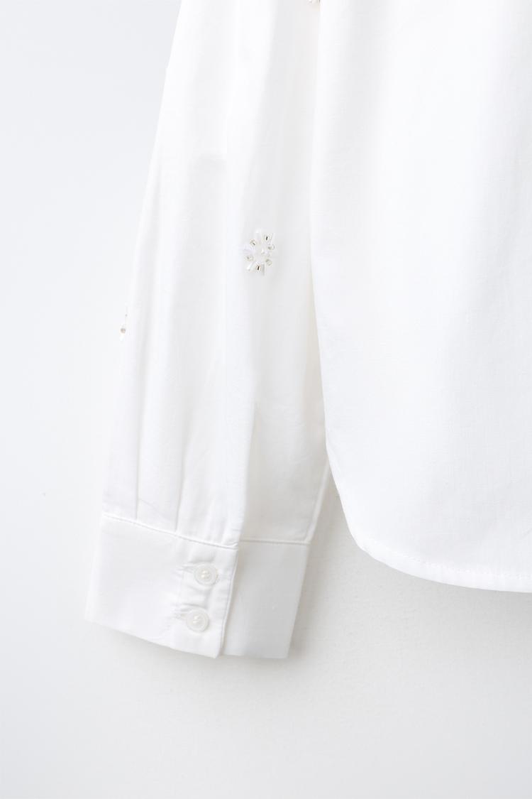 Pack de camisa a rayas y top fruncido con apliques de cuentas 6