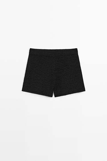Zara Textured knit shorts - Black - Image 0