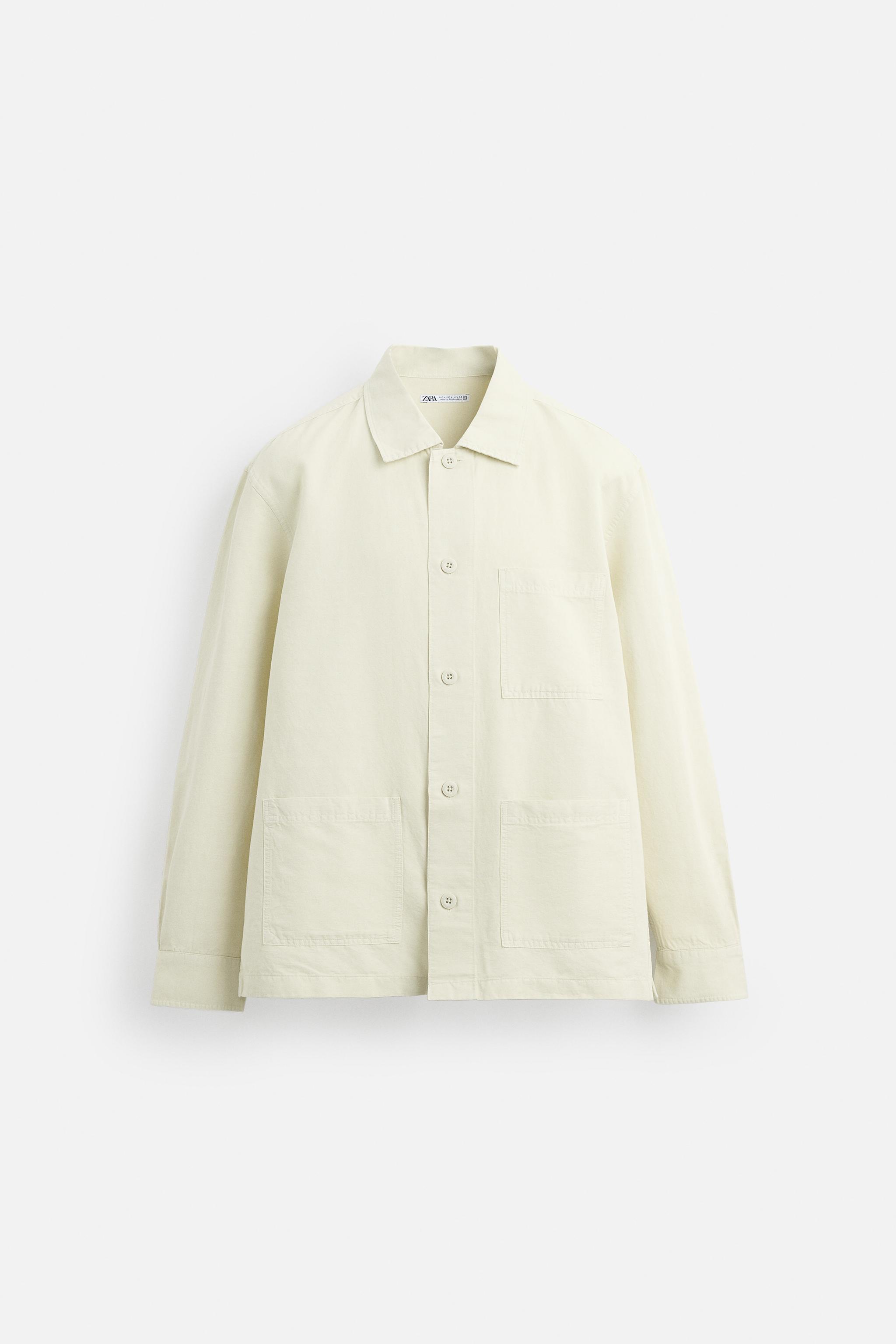 LINEN COTTON OVERSHIRT - Green | ZARA United States
