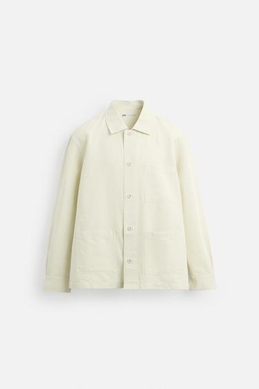SOBRECAMISA LINO - ALGODÓN - Verde de Zara