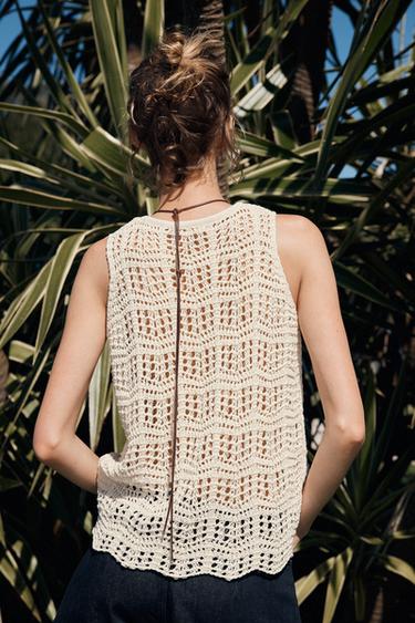 POINTELLE KNIT TOP - Ecru by Zara - Image 4