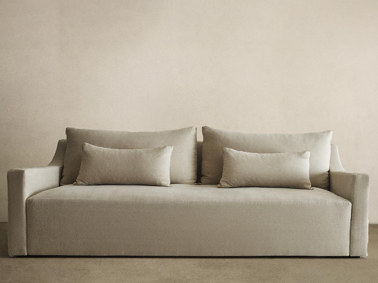 WASHED LINEN SOFA — Light beige