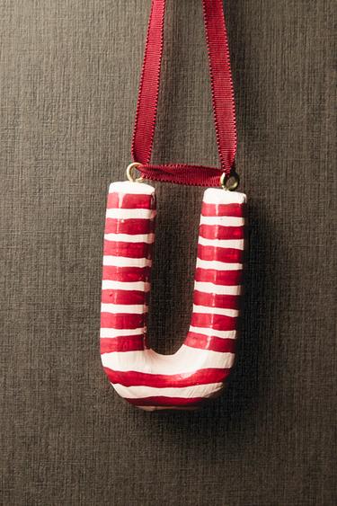 LETTER U CHRISTMAS TREE DECORATION - Pink by Zara
