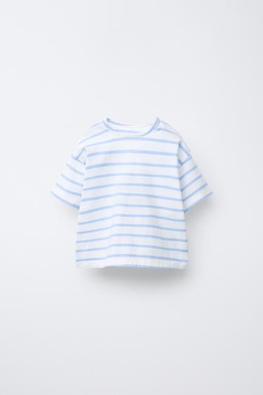 STRIPED T-SHIRT - Blue by Zara - Image 0