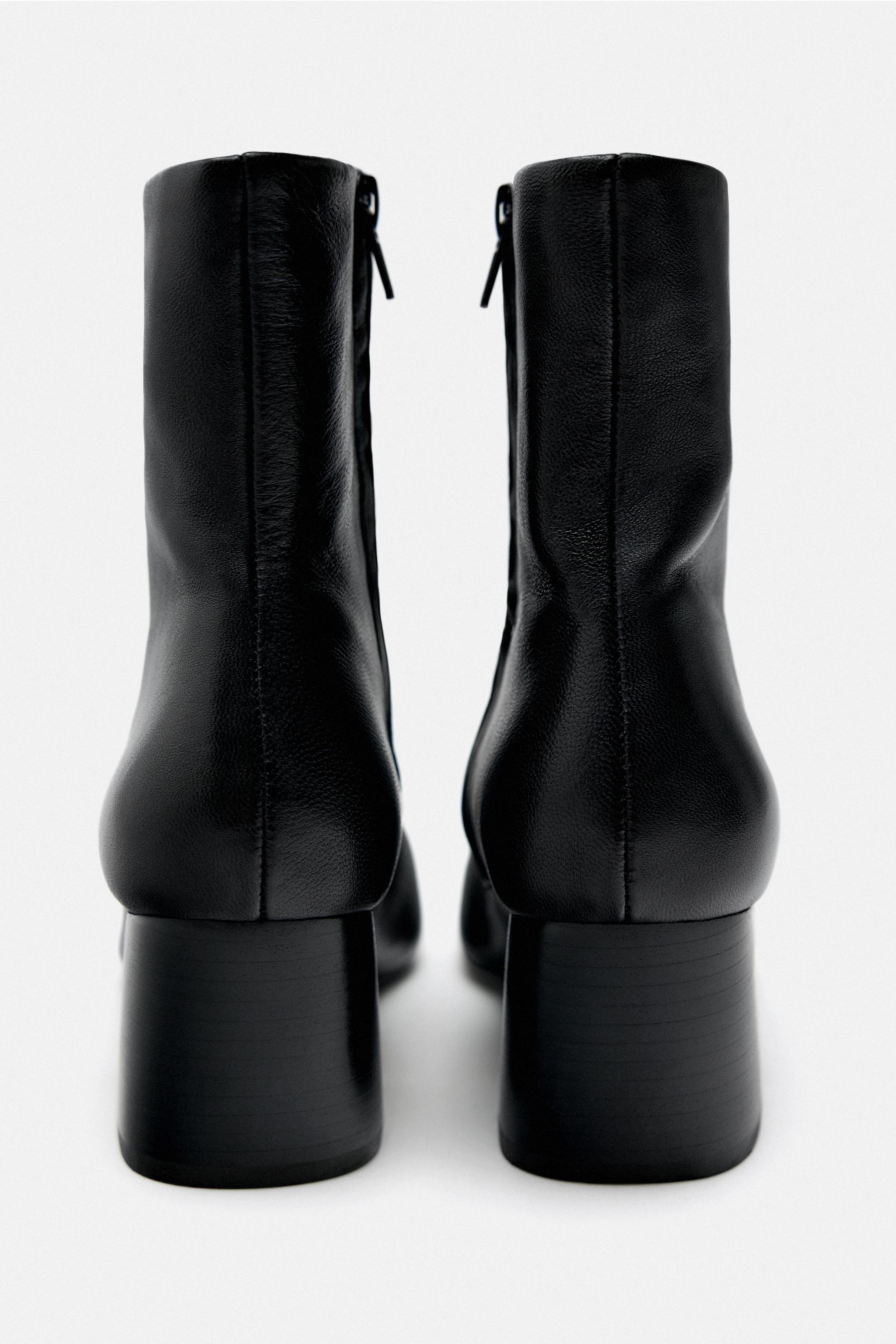 Black leather 2025 boots zara