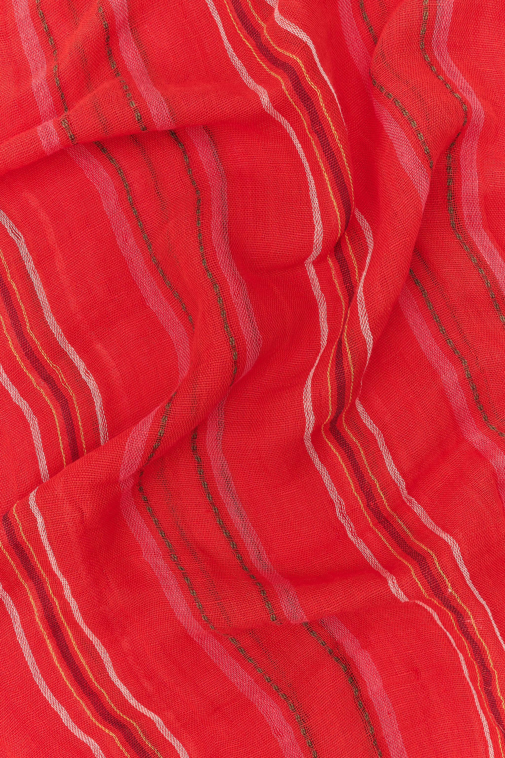 Женские аксессуары Zara STRIPED LINEN SCARF — фото 5