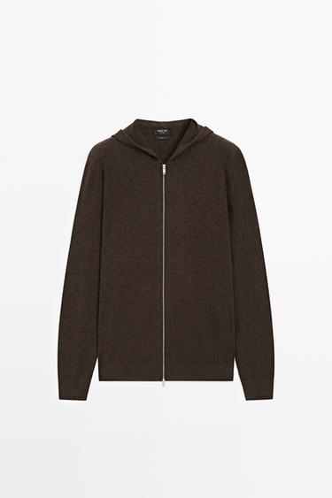 Zara 100% cashmere hooded cardigan - Brown marl