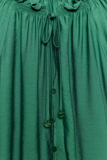 BLOUSE ROMANTIQUE À VOLANT - Vert de Zara - Image 6