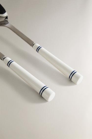 CERAMIC SALAD CUTLERY SET (SET OF 2) - Blue/White by Zara - Image 2