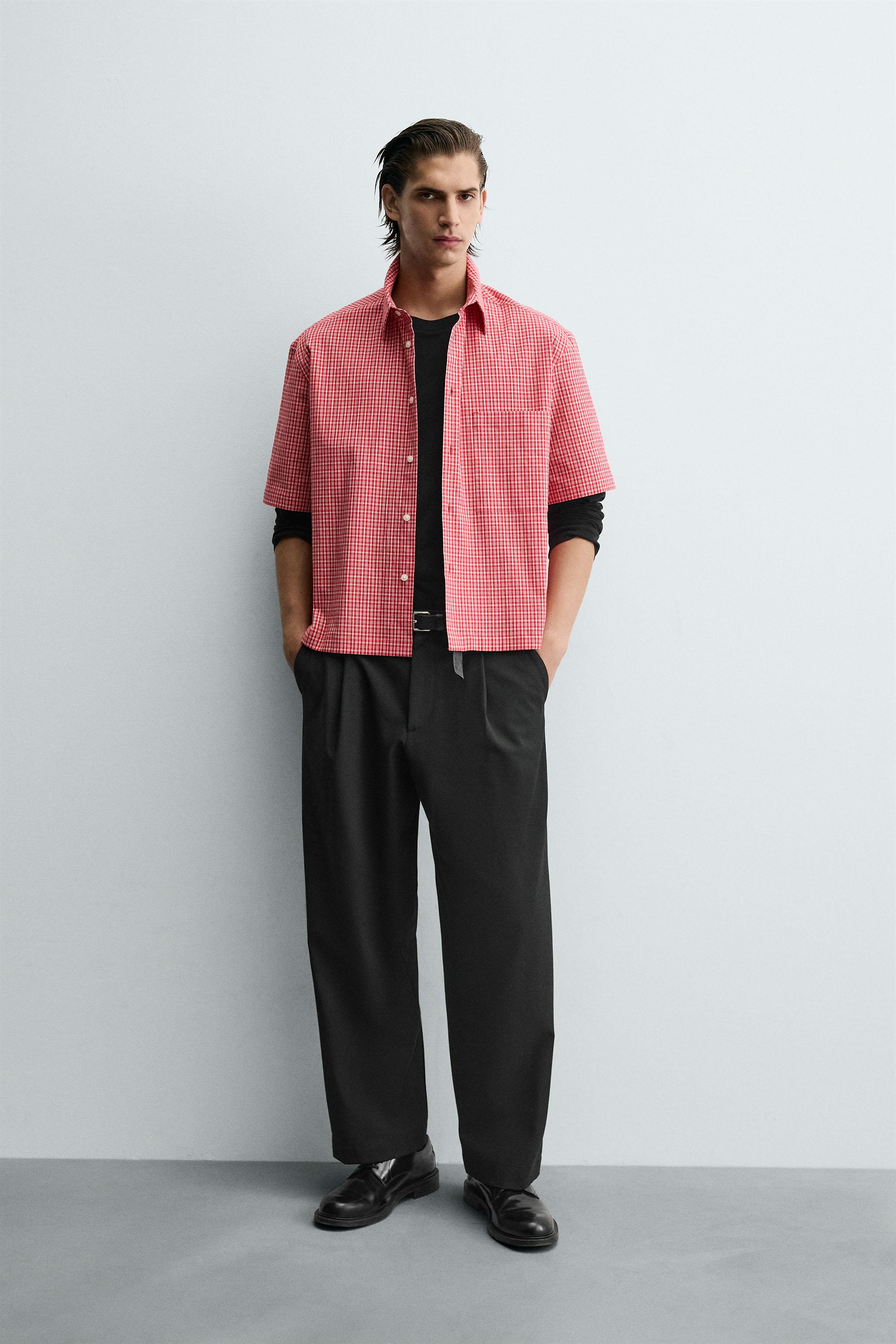 CHECKERED RELAXED FIT SHIRT - Red | ZARA Canada