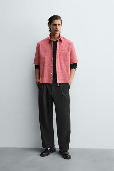Zara CHECKERED RELAXED FIT SHIRT - Red - Image 0
