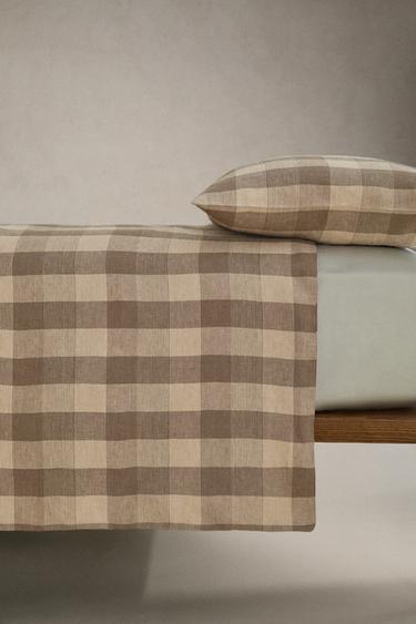 HOUSSE DE COUETTE LIN CARREAUX - Marron de Zara - Image 2