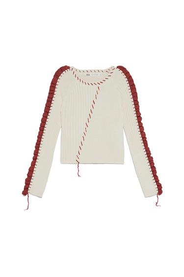 EMBROIDERED SWEATER WITH RUFFLES