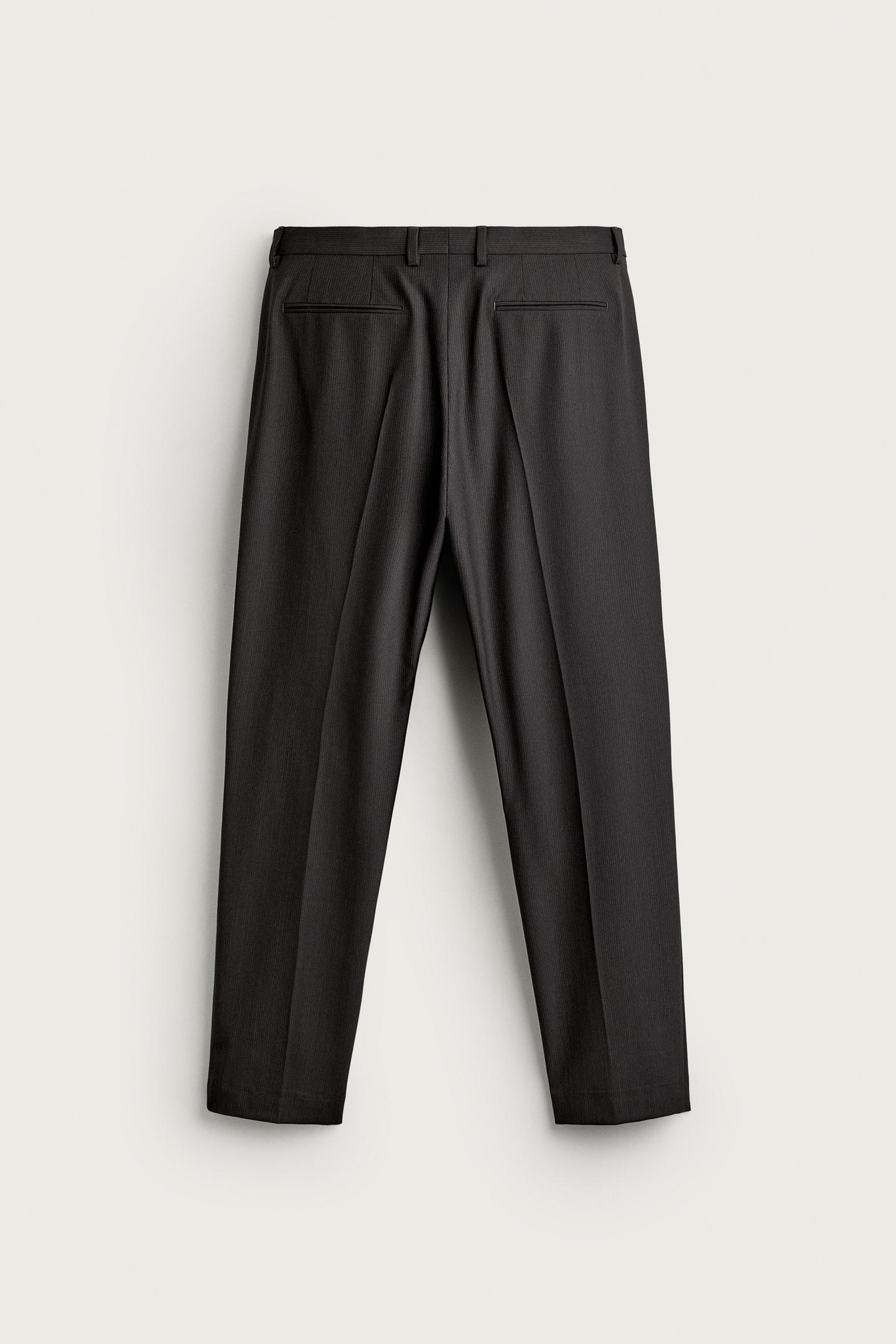 Мужские брюки Zara Striped Regular Fit Suit, цвет: Тёмный коричневый — фото 7