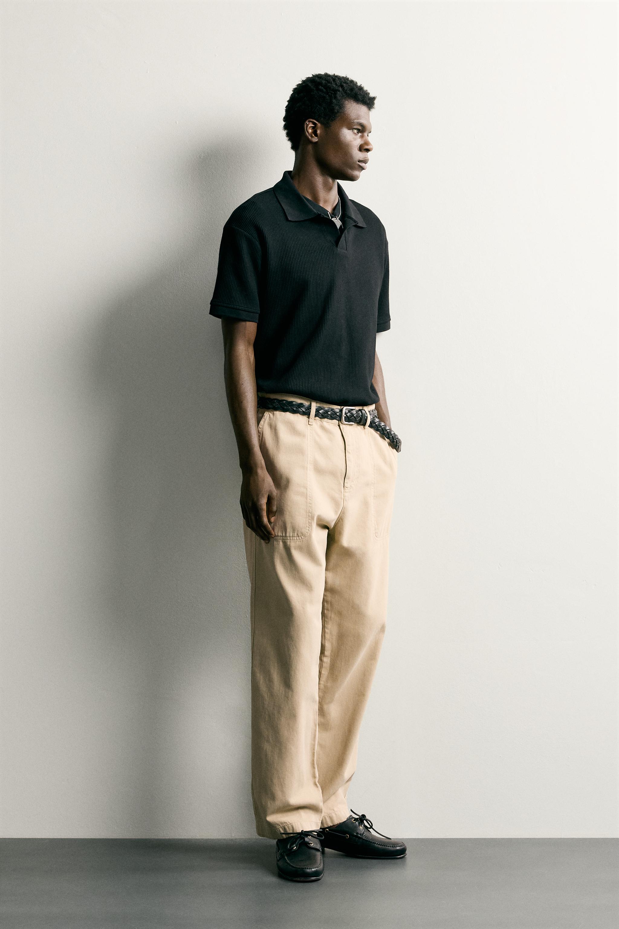 Мужские рубашки Zara VERTICAL TEXTURED POLO — фото 4