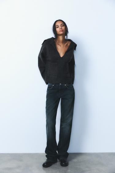 JEANS TRF WIDE LEG TIRO MEDIO - Azul noche de Zara - Imagen 0