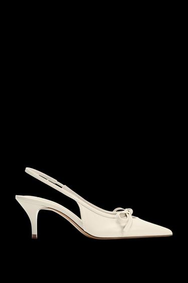 Zara BOW SLINGBACK SHOES - White - Image 0