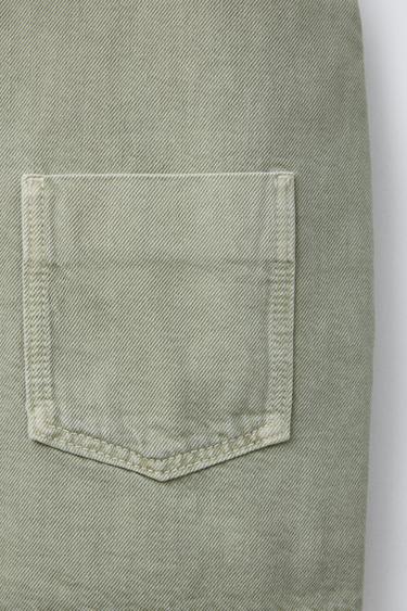 CANVAS SHORT TWILL DUNGAREES - Light khaki by Zara - Image 3