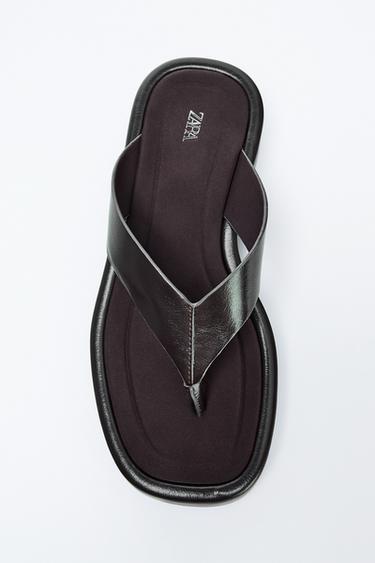 FLAT STRAP SANDALS - Brown by Zara