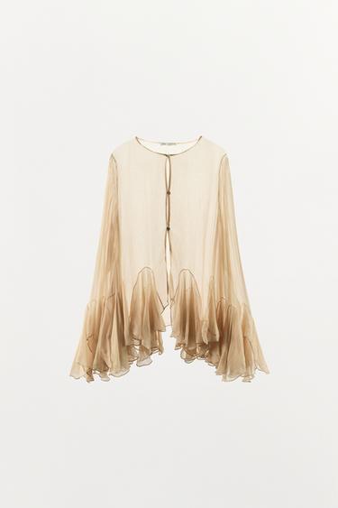 GEORGETTE SHIRT WITH RUFFLES - Ecru by Zara - Image 5