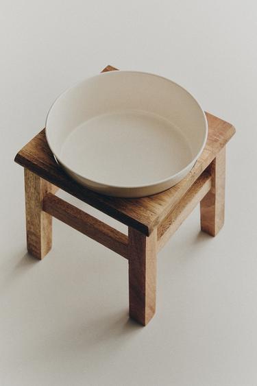 وعاء طعام بحامل للحيوانات الأليفة - بني الخاص بـ Zara