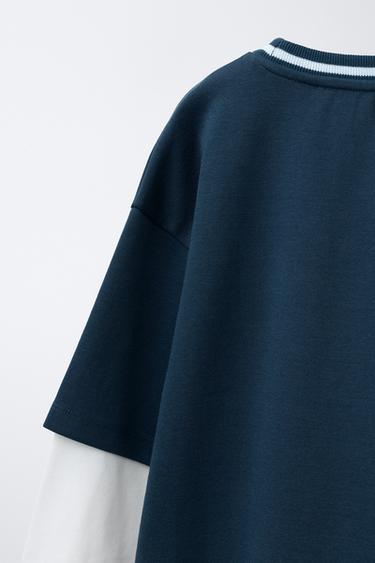 SWEAT DOUBLE MANCHES IMPRIMÉ - Bleu de Zara - Image 3