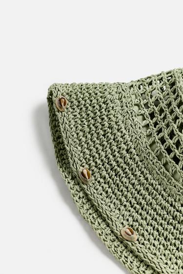 CROCHET HAT WITH SHELLS - Light green by Zara - Image 2