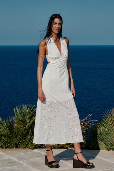 EMBROIDERED MIDI DRESS - White by Zara - Image 6